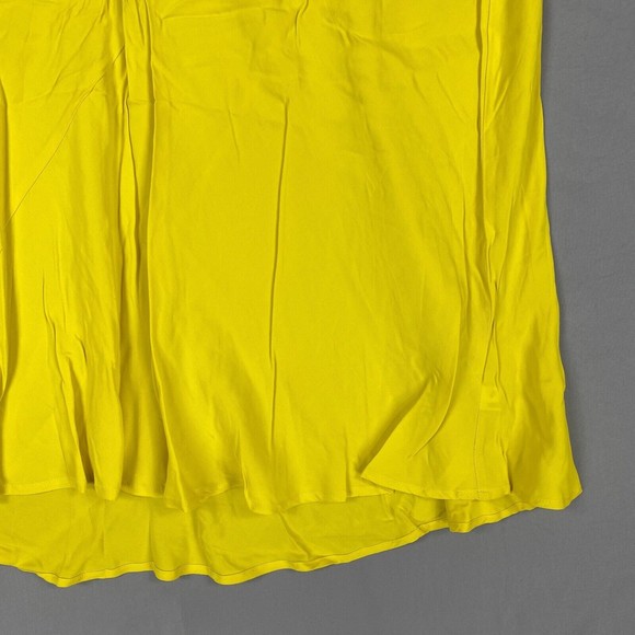 Ava & Viv Skirt Womens 2x Yellow Satin Midi A Line Elastic Waist Lightweight - Picture 6 of 12
